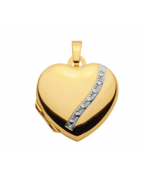 8 karaat medaillon hart met witgoud 18 mm